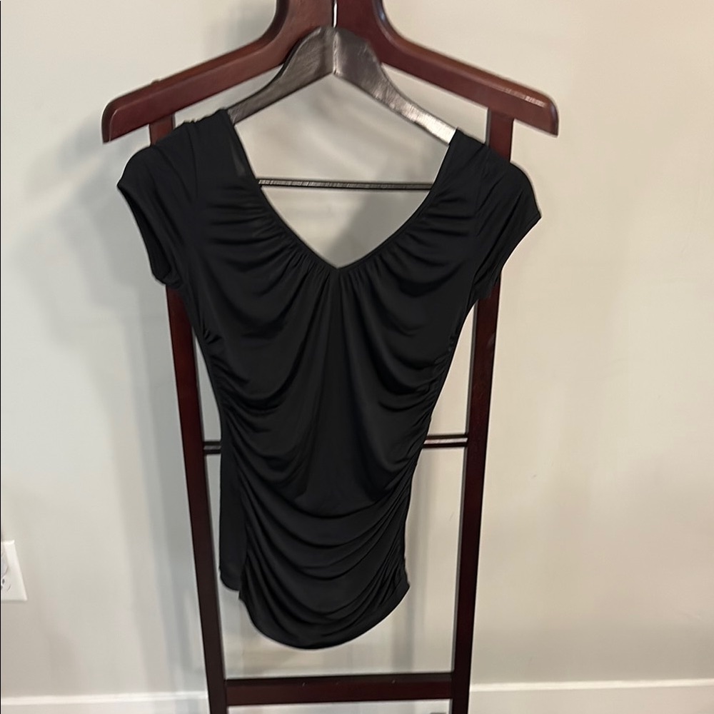 2 for $20 Black Ruched Cap Sleeve Blouse